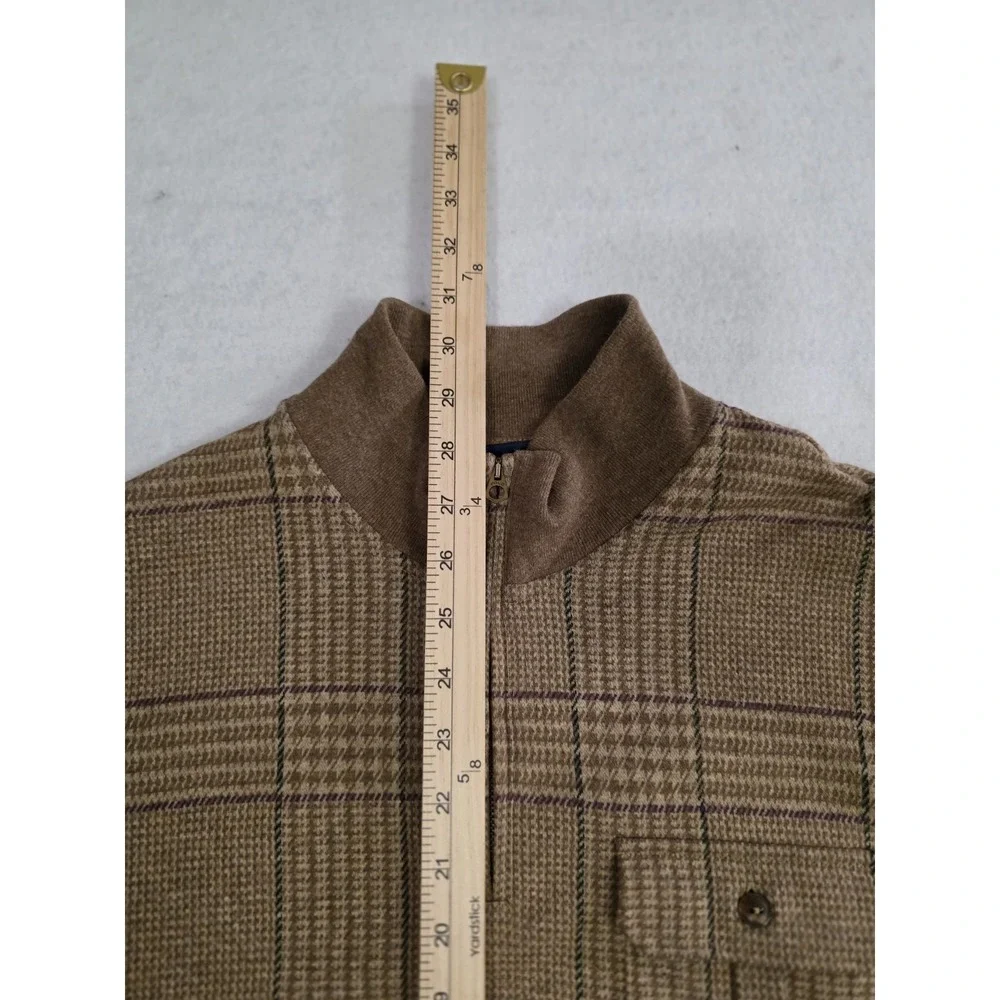Polo Ralph Lauren Vintage Men's Quarter-Zip Cotton Brown Sweater Size L